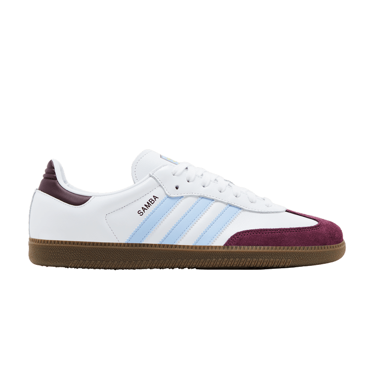 Aston Villa FC x adidas Samba 'Home Kit' — Footwear White/Maroon/Glow Blue