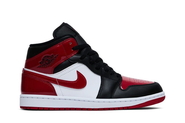 Air Jordan 1 Mid 'Patent Bred Toe' — Black/Varsity Red/White