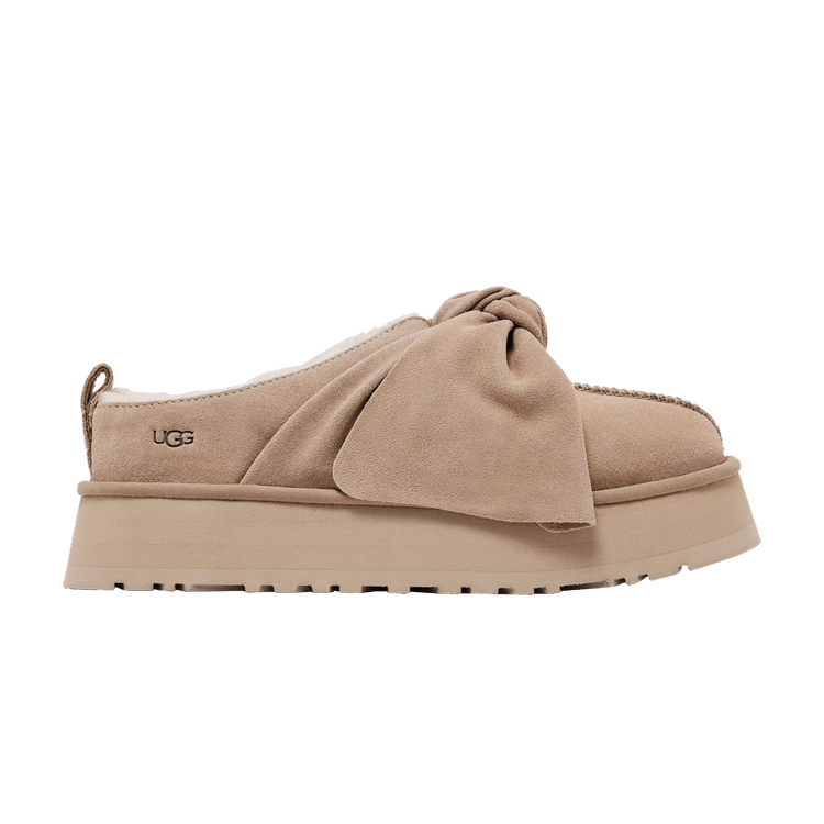 UGG Wmns Platform Slip-On Bow Slipper 'Sand' — Sand