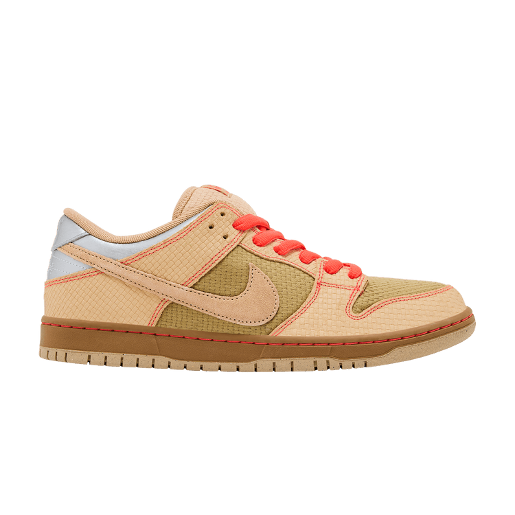 Nike SB Dunk Low 'Songkran' — Canvas/Vachetta Tan-Parachute Beige-Bright Crimson-Legend Dark Brown-Metallic Silver