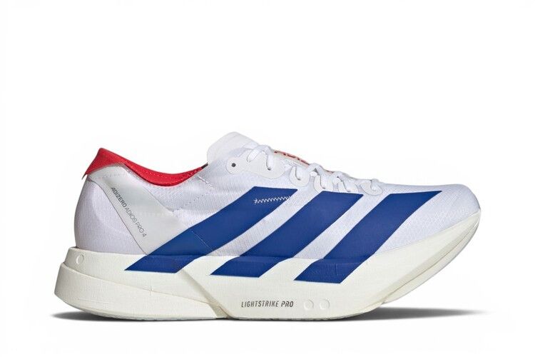 adidas Adizero Adios Pro 4 'Cloud White Royal Blue Pure Ruby' — Cloud White/Royal Blue/Pure Ruby