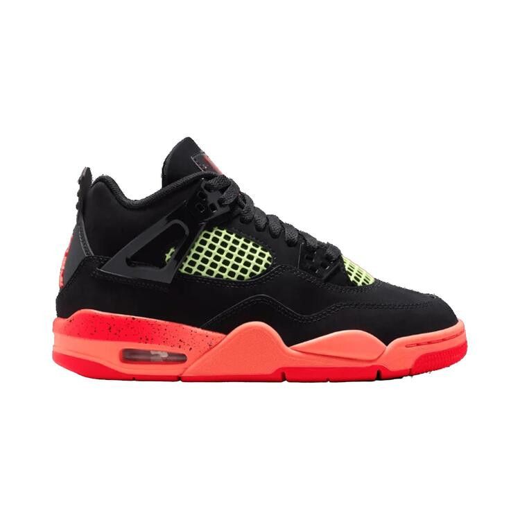 Air Jordan 4 Retro GS 'Black Infrared' — Black/Infrared 23-Bright Mango-Barely Volt-White