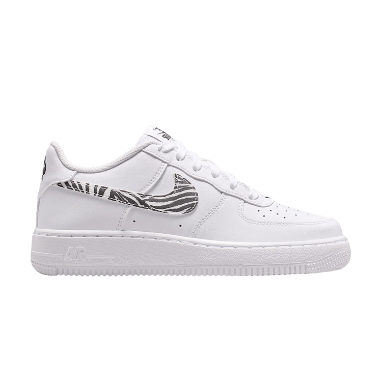 Nike Air Force 1 'GS 'Zebra Swoosh' — White/Black