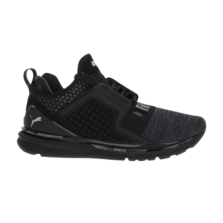 Puma Ignite Limitless Knit Jr 'Black' — Black/Silver
