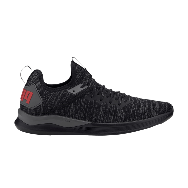 Puma Ignite Flash EvoKNIT 'Black Castlerock' — Black/Castlerock/Red