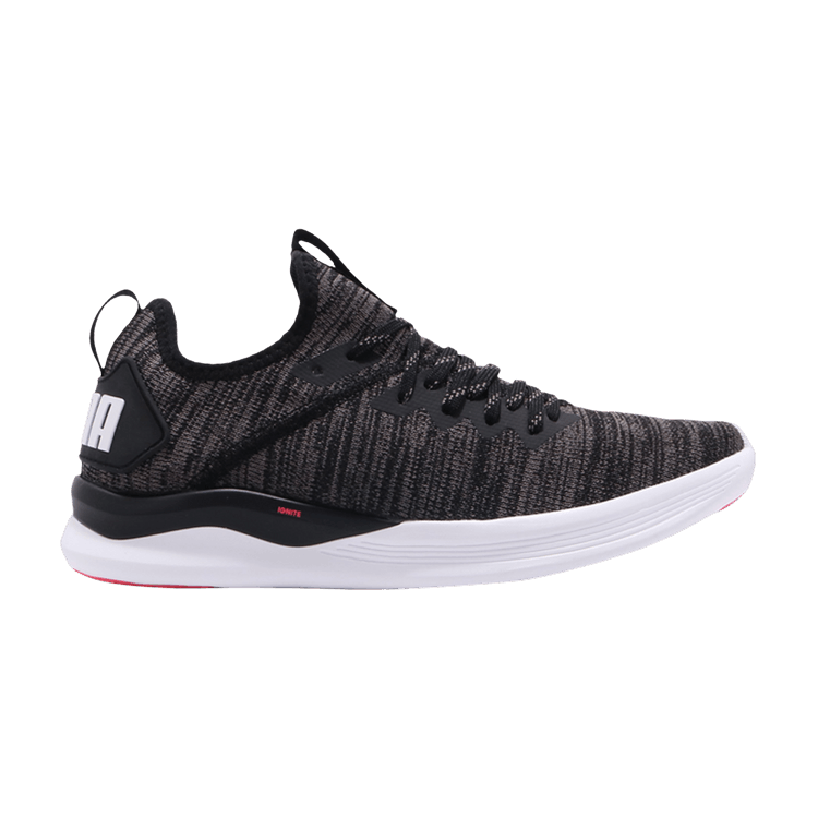Puma Wmns Ignite Flash EvoKnit 'Black' — Black/White/Pink Alert