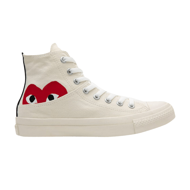 Comme des Garçons PLAY x Converse Chuck Taylor All Star High 'Half Logo - Milk' — Milk/White/High Risk Red