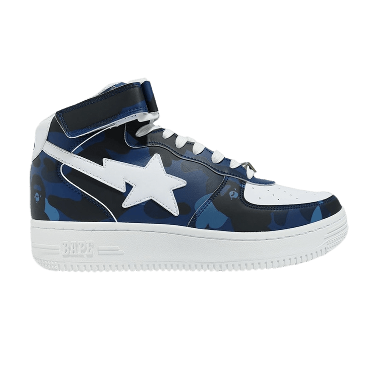 Bapesta Mid 'Camo Navy' — Navy/White