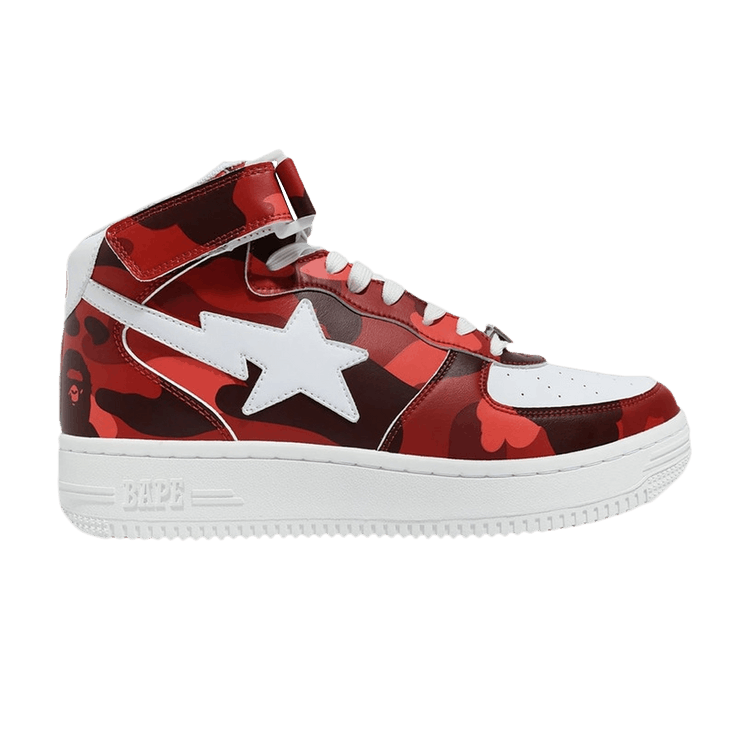 Bapesta Mid 'Camo Red' — Red/White