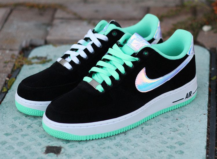 Nike Air Force 1 Low 'Green Glow' — Black/Shiny Silver-Green Glow (2)