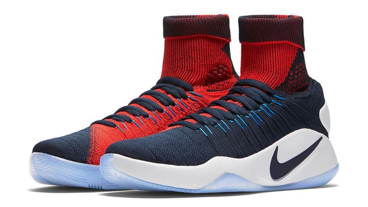 Nike Hyperdunk 2016 Flyknit 'USA' — Dark Obsidian/Dark Obsidian-Bright Crimson-Photo Blue