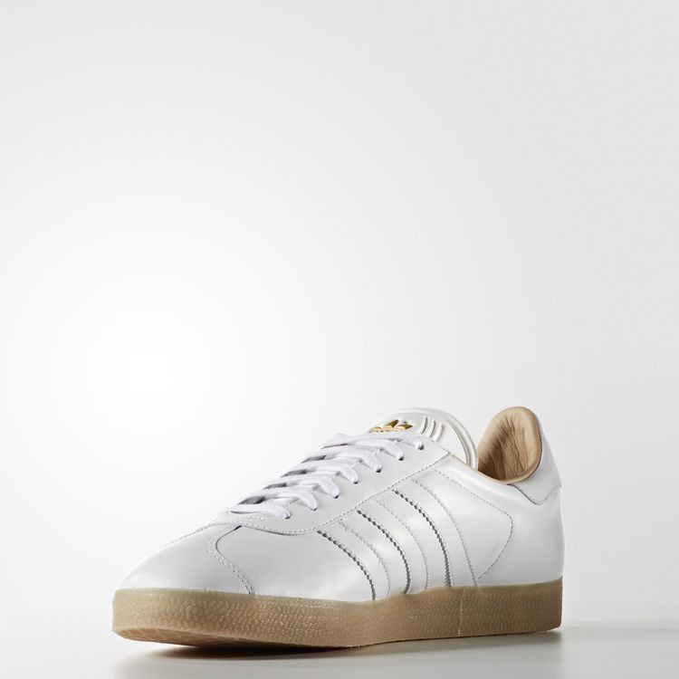 Adidas Gazelle — Footwear White/Footwear White/Gold Metallic