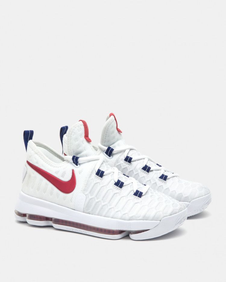 Nike KD 9 GS 'USA' — White/University Red-Racer Blue