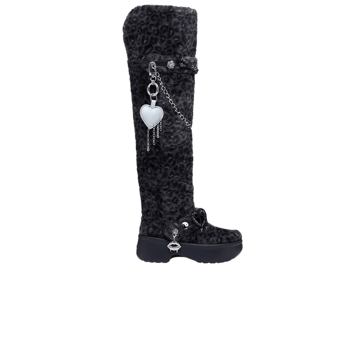 T-Pain x Crocs Wmns Classic Unfurgettable Knee High Boot 'Leopard' — Black/Leopard