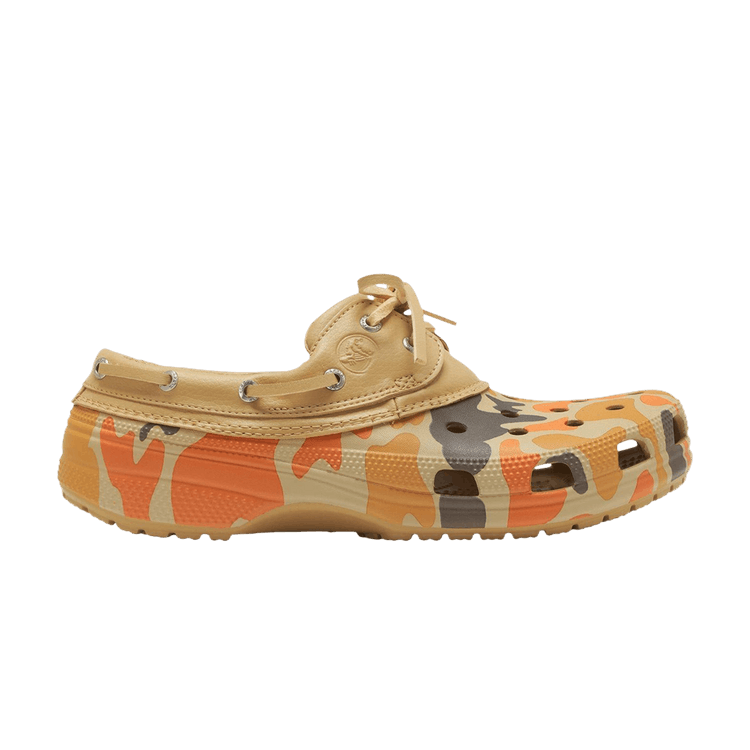 Crocs Classic Duck Camo Boat Shoe 'Tan Shocking Orange' — Tan/Shocking Orange