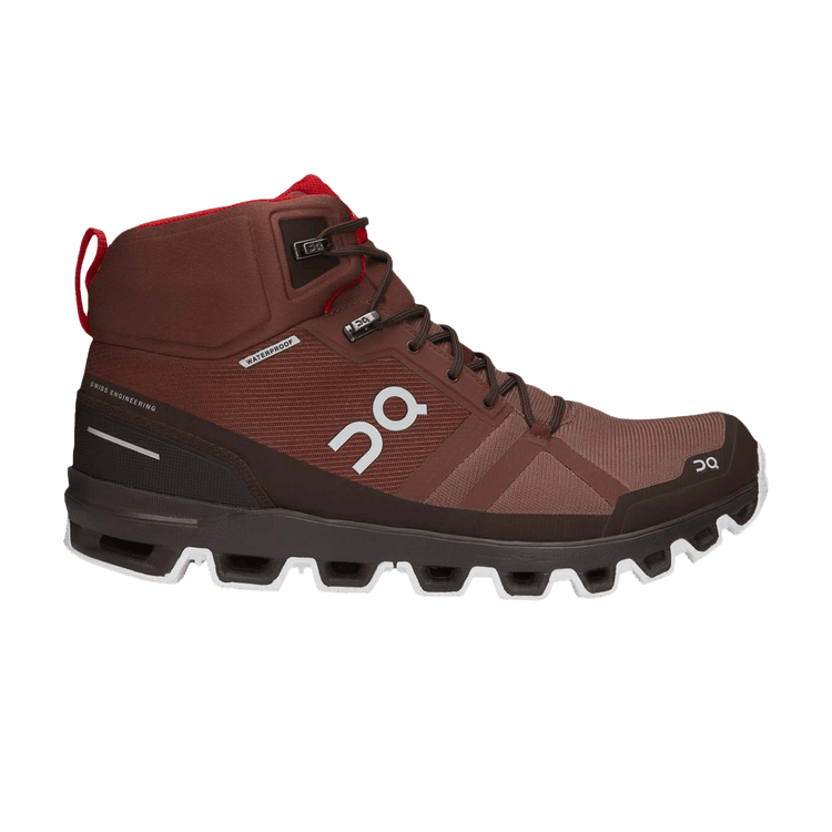 ON Cloudrock Waterproof Hiking Boot 'Cocoa Red' — Cocoa/Red