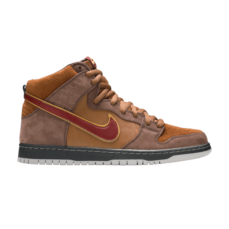 Nike Dunk High Premium SB 'Cigar City' — Dark Oak/Team Red/Light British/Metallic Gold