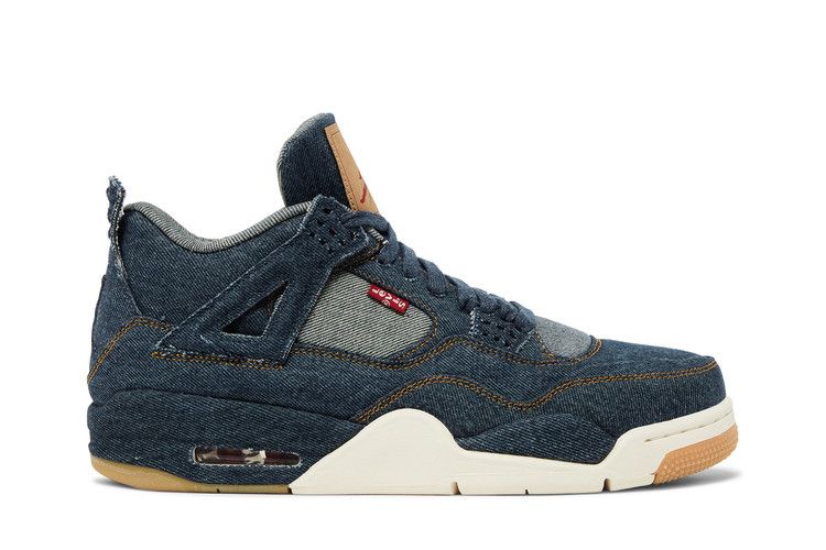Levi's x Air Jordan 4 Retro 'Denim' — Denim/Denim/Sail/Game Red