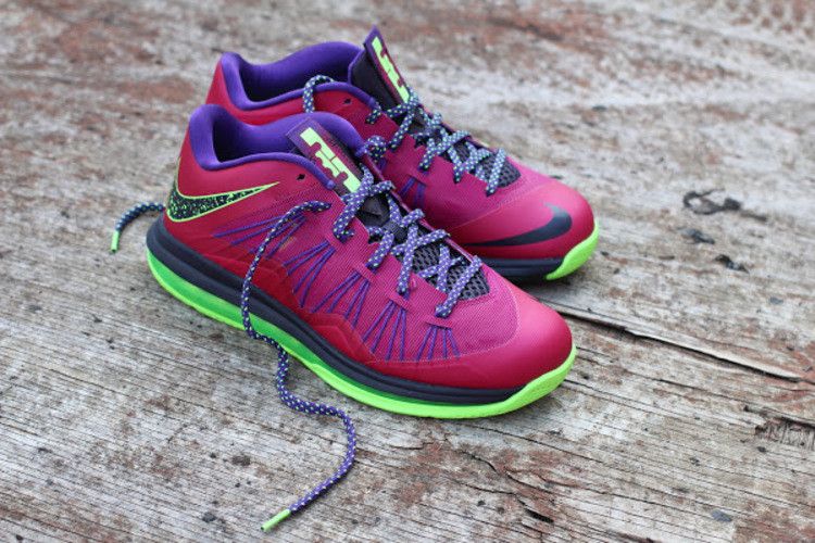 Nike Air Max LeBron 10 Low 'LeBroncurial' — Raspberry Red/Court Purple-Flash Lime (2)