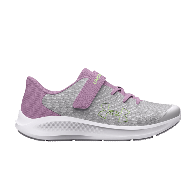 Under Armour Pursuit 3 AC PS 'Big Logo - Halo Grey Fresh Orchid' — Halo Grey/Fresh Orchid/Lumos Lime