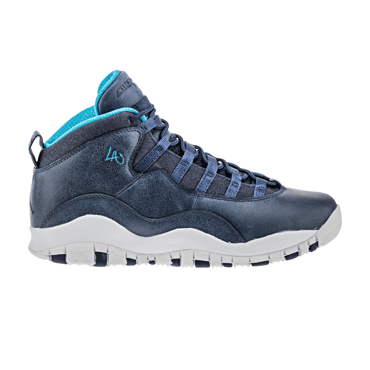 Air Jordan 10 Retro GS 'LA' — Ocean Fog/Blue Lagoon-Midnight Navy Blue