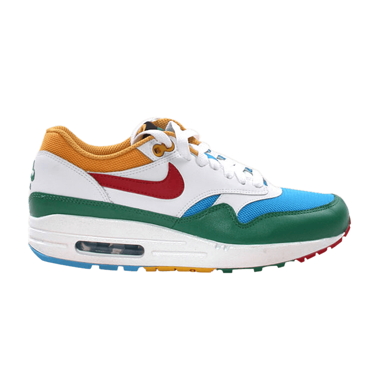 Nike Wmns Air Max 1 'Olympics Five Rings' — White/Dark Red/Vivid Blue/Washed Green