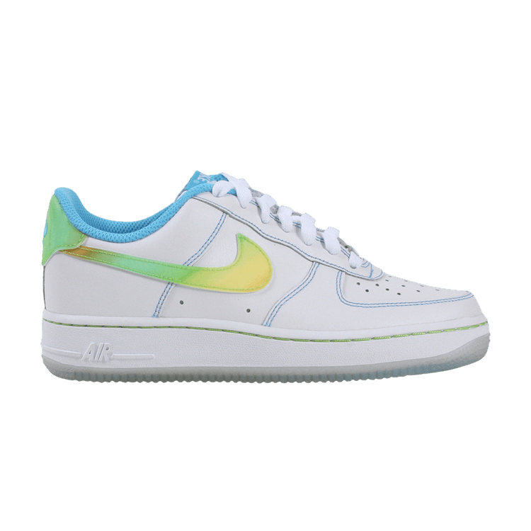 Nike Air Force 1 Low LE GS 'White Pro Cyan Citron' — White/White/Pro Cyan/Citron