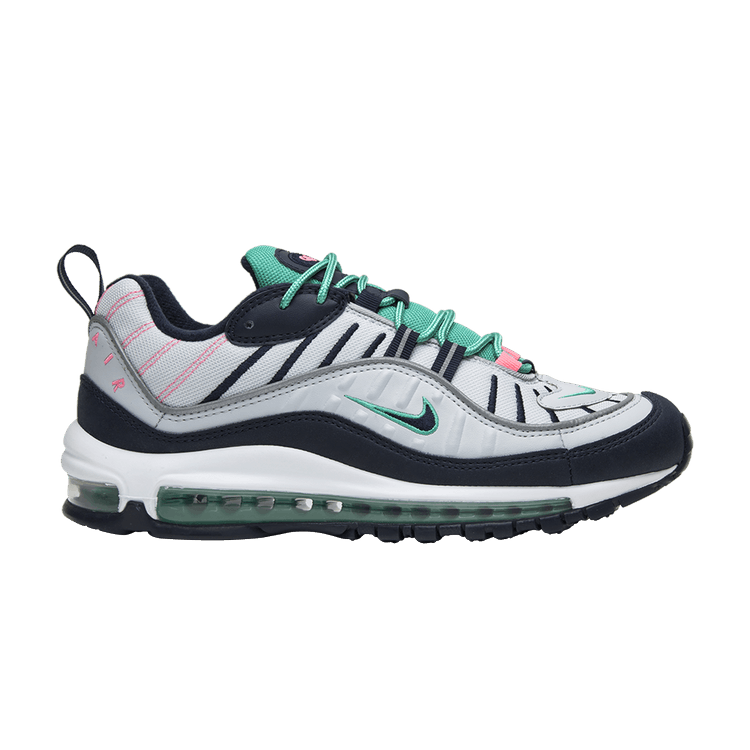Nike Air Max 98 'South Beach' — Pure Platinum/Obsidian/Kinetic Green