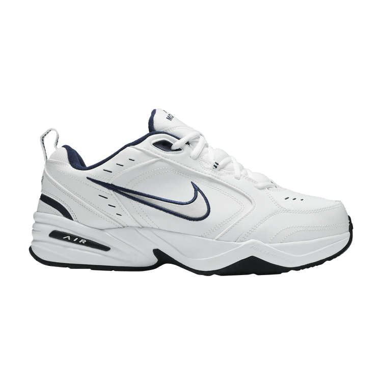 Nike Air Monarch IV 4E Wide — White/Metallic Silver-Midnight Navy