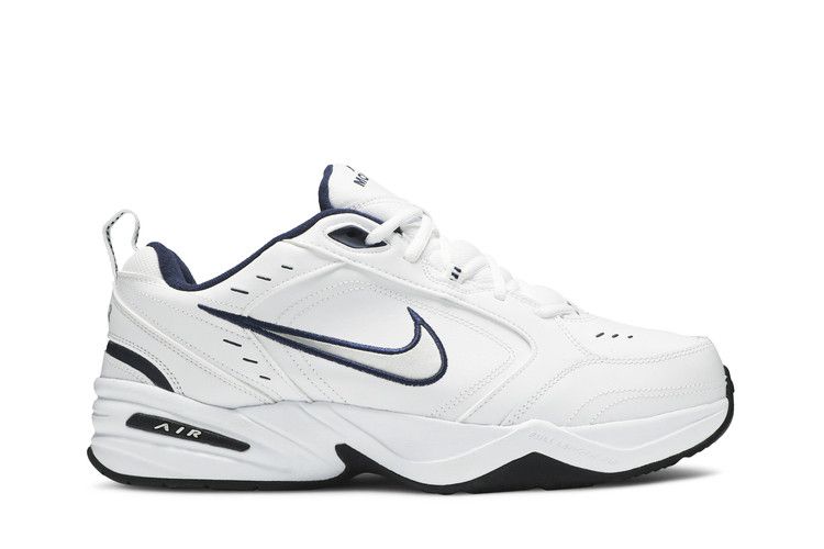 Nike Air Monarch IV 4E Wide — White/Metallic Silver-Midnight Navy (2)