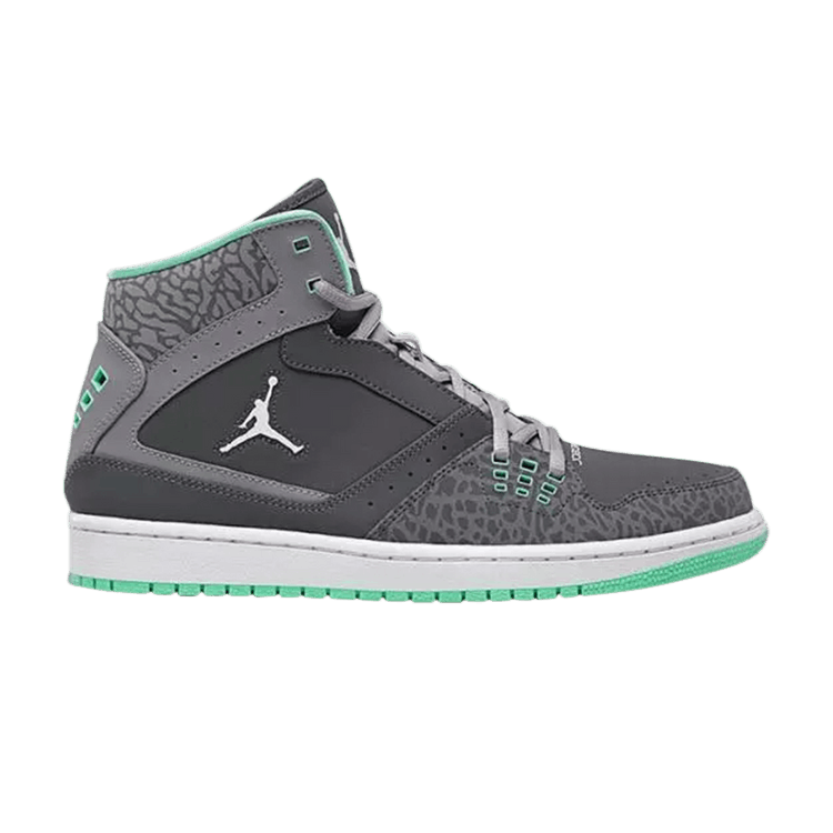 Air Jordan 1 Flight 'Grey Green Glow' — Dark Grey/Green Glow-Cement Grey