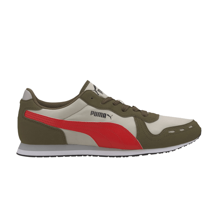 Puma Cabana Run 'Dark Olive Red' — Grey/Dark Olive/High Risk Red