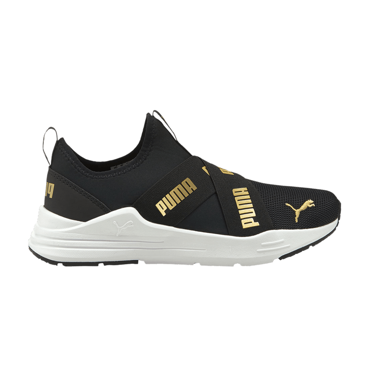 Puma Wired Run Slip-On Big Kid 'Black Team Gold' — Black/Team Gold