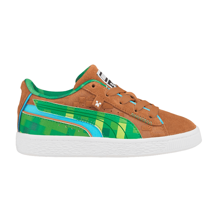 Minecraft x Puma Suede Little Kid 'Grass Block' — Friar Brown/Fern Green