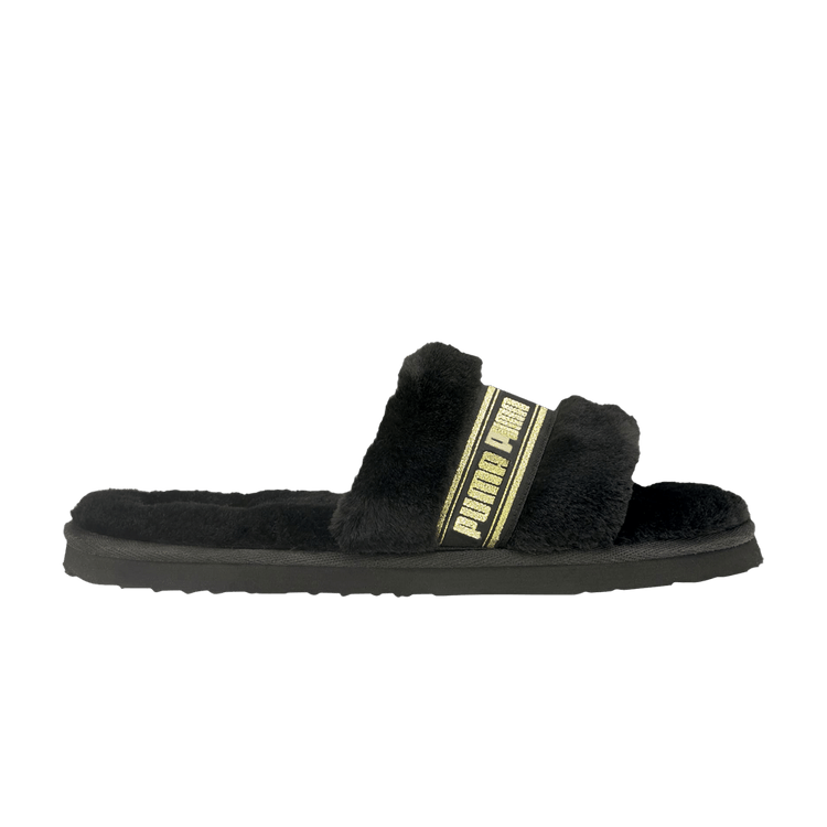 Puma Wmns Fluff Slide 'Black Team Gold' — Black/Team Gold