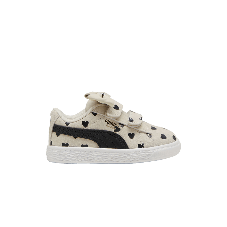 Puma Suede Classic Re-Bow Velcro Toddler 'Hearts - Alpine Snow Black' — Alpine Snow/Black