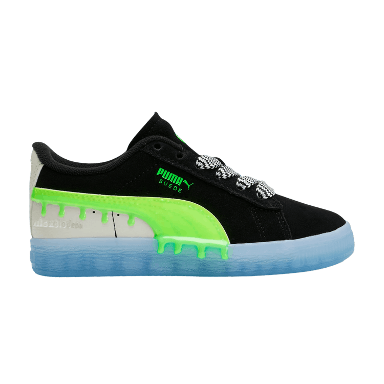 Puma Nickelodeon x Suede Little Kid 'Slime' — Black/Lime Green