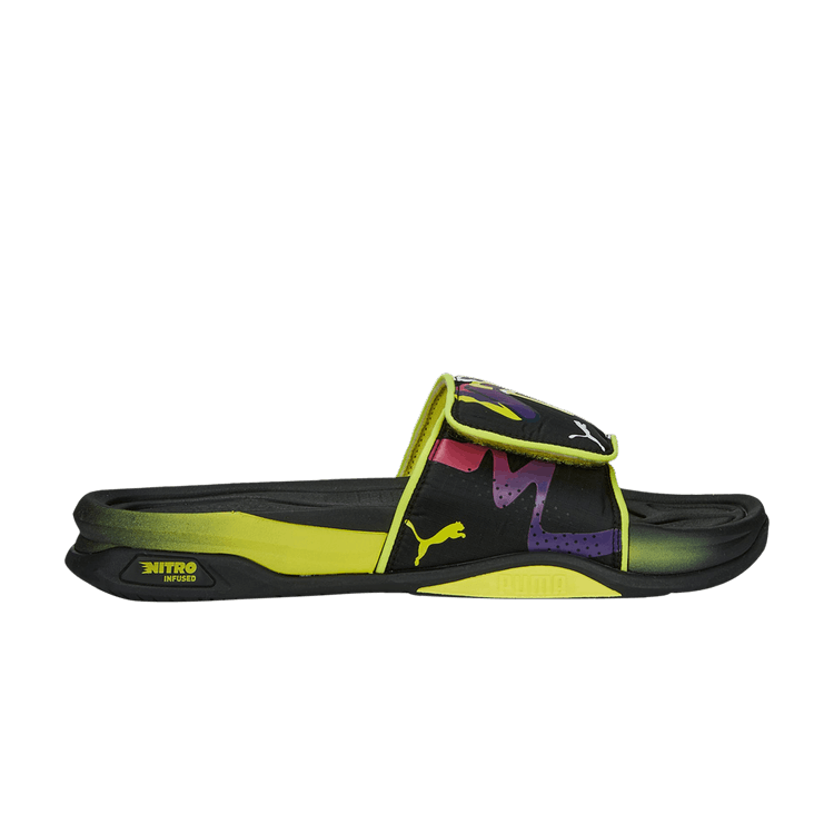 Puma Neymar Jr. x Dream Nitro Slide 'Black Neon Yellow' — Black/White/Team Violet/Orchid Shadow