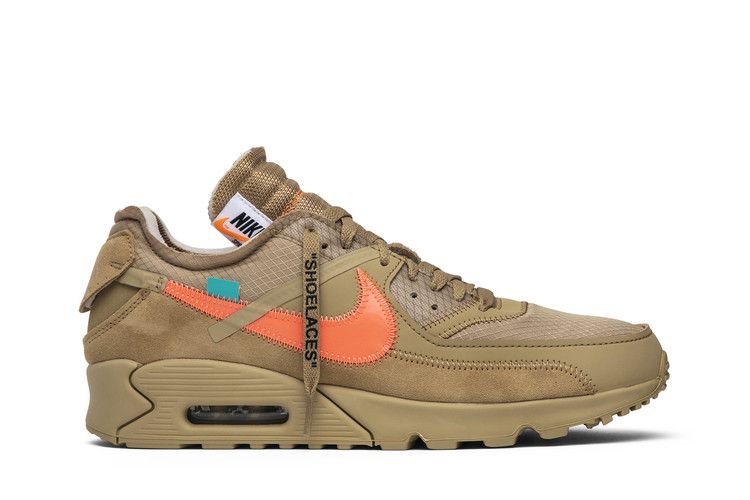 Off-White x Nike Air Max 90 'Desert Ore' — Desert Ore/Desert Ore/Hyper Jade/Bright Mango (2)