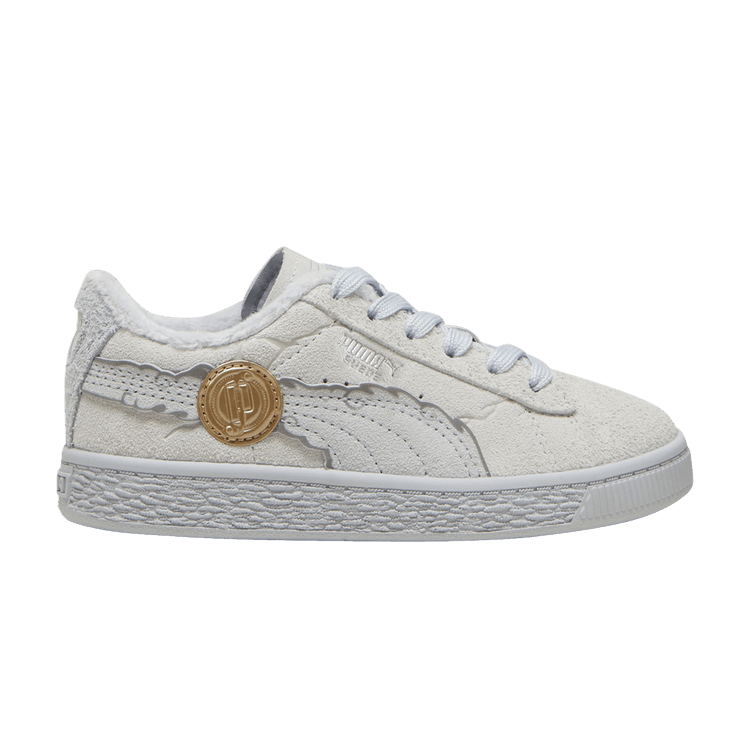 One Piece x Puma Suede Little Kid 'Gear 5 Luffy' — Feather Grey/Platinum Grey