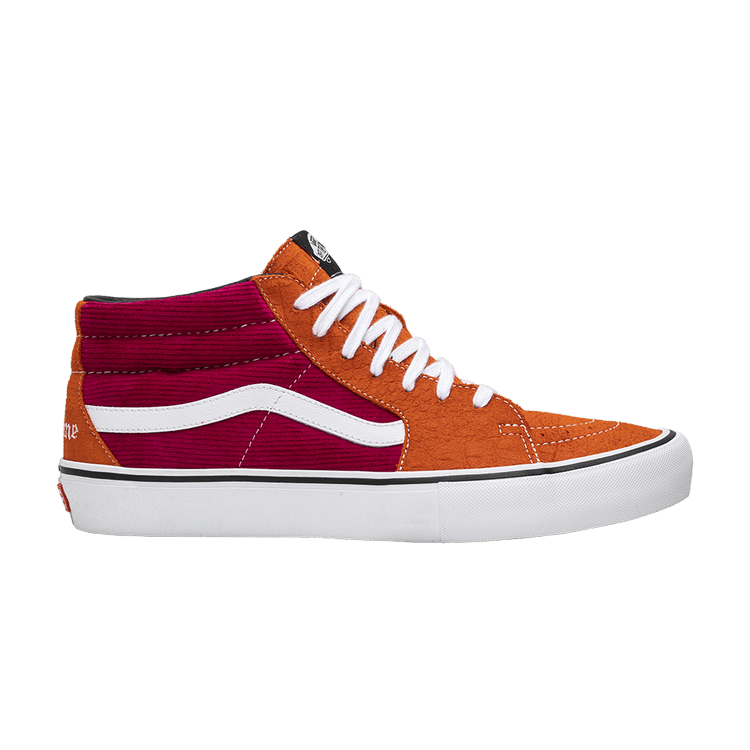 Supreme x Vans Sk8 Mid Pro 'Corduroy Croc' — Orange/Fuschia