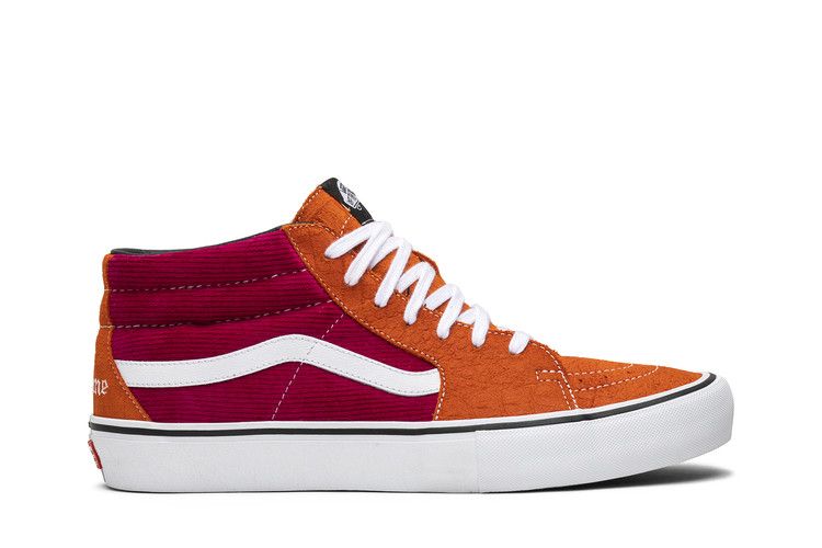 Supreme x Vans Sk8 Mid Pro 'Corduroy Croc' — Orange/Fuschia