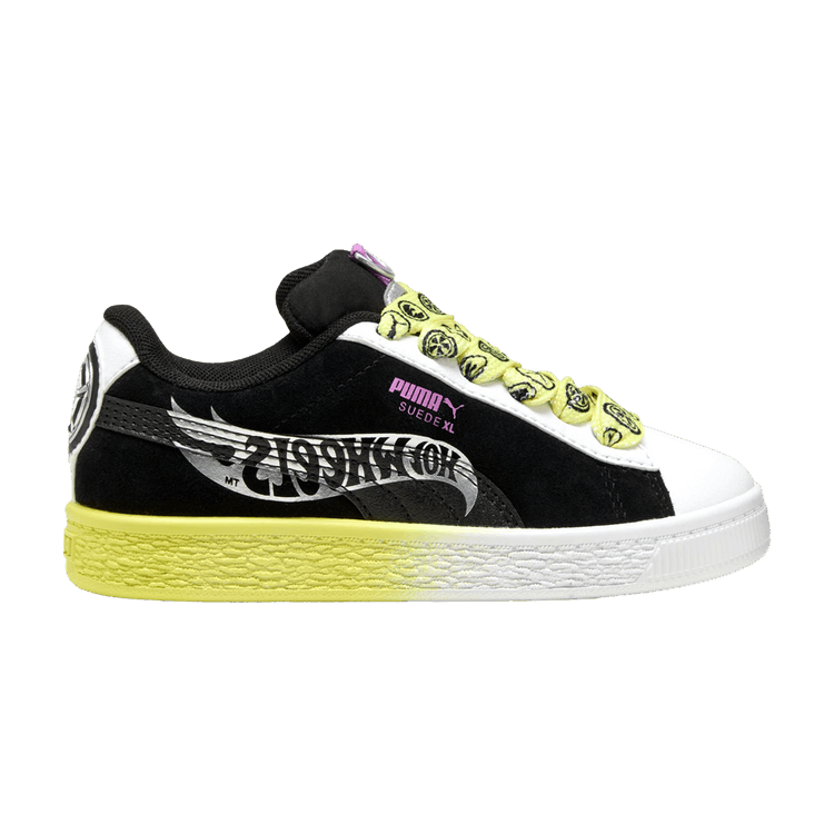 Hot Wheels x Puma Suede XL Little Kid 'Black Lemon Sherbert' — Black/White/Lemon Sherbert