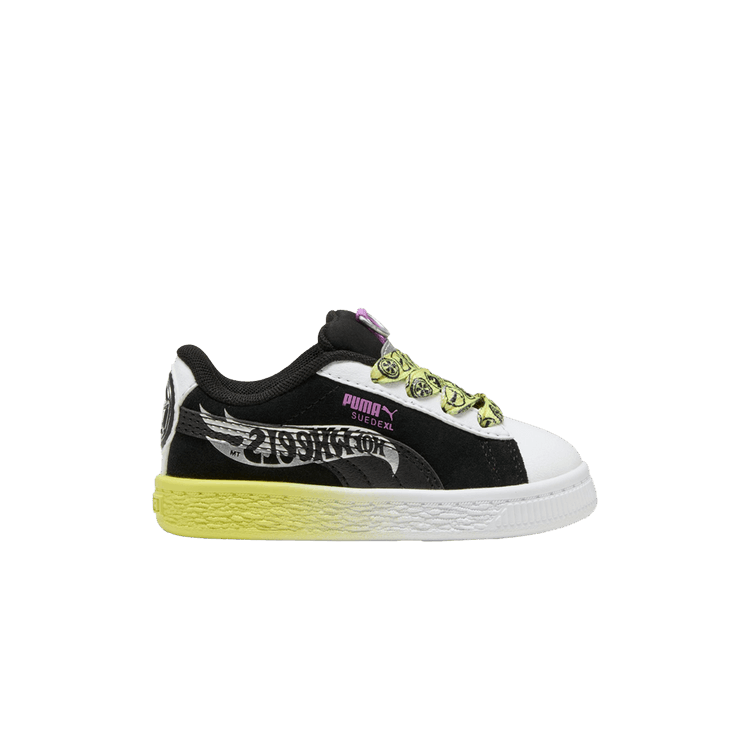 Hot Wheels x Puma Suede XL Toddler 'Black Lemon Sherbert' — Black/White/Lemon Sherbert
