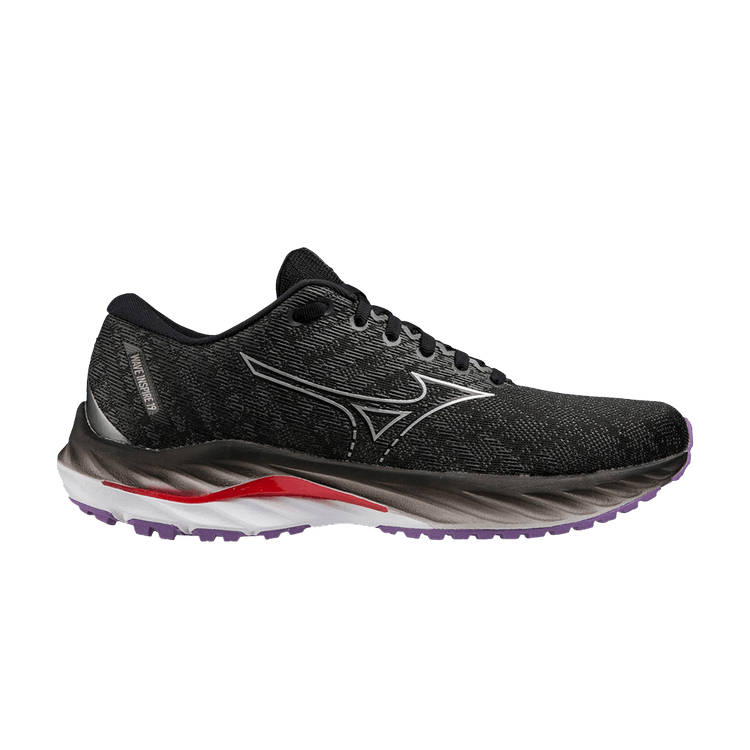 Mizuno Wmns Wave Inspire 19 Wide 'Black Bittersweet' — Black/Silver/Bittersweet