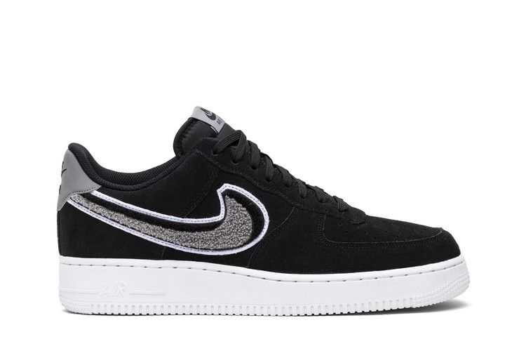 Nike Air Force 1 '07 LV8 'Chenille Swoosh' — Black/Cool Grey-White (2)