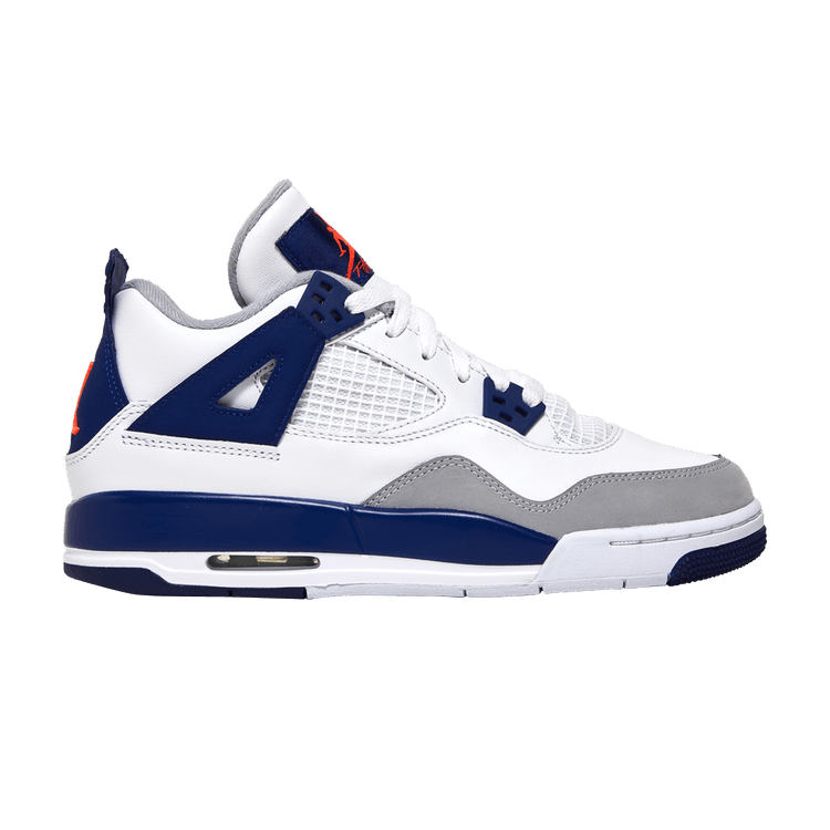 Air Jordan 4 GS 'Deep Royal Blue' — white/hyper orang-dp ryl bl-wlf