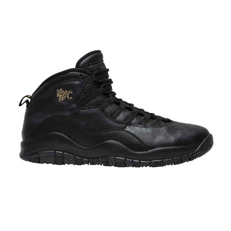 Air Jordan 10 Retro 'NYC' — Black/Black-Dark Grey-Metallic Gold Coin