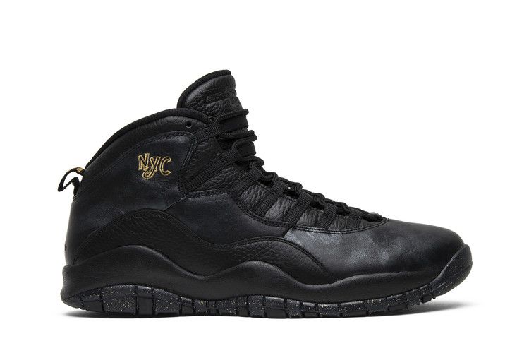 Air Jordan 10 Retro 'NYC' — Black/Black-Dark Grey-Metallic Gold Coin