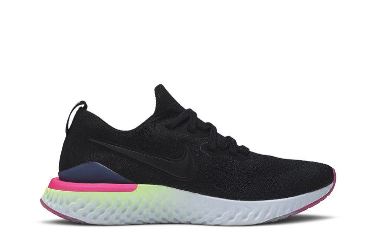 Nike Epic React Flyknit 2 'Pixel' — Black/Black-Sapphire Lime Blast-Hyper Pink-Blue Tint (2)